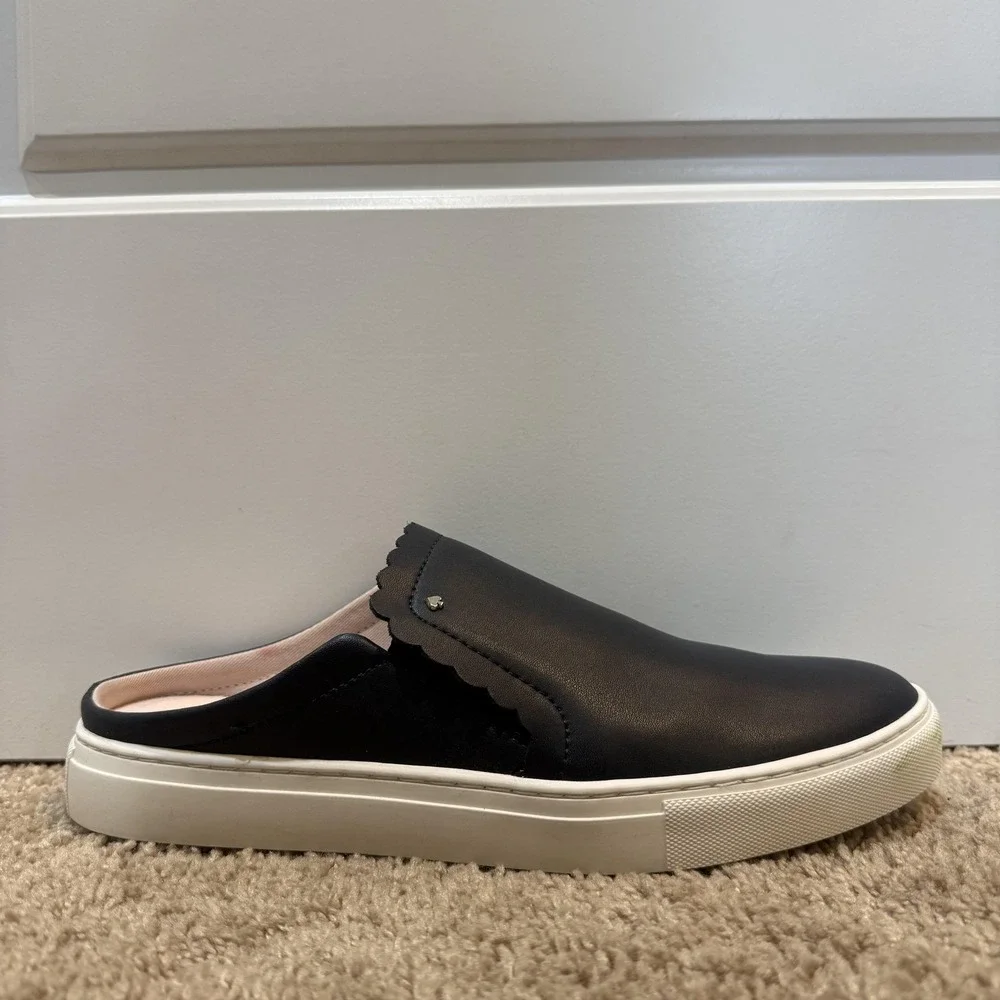 Kate Spade Andi Shoes Womens 9 Black Leather Mule Slip On Platform Sneakers